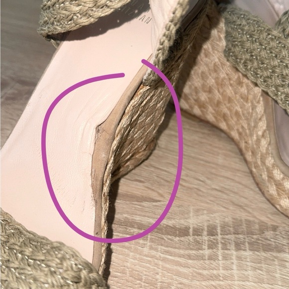 Stuart Weitzman Alexis Swamp Crochet Muted Green Khaki Wedge Sandals‎ Size 9 - Picture 10 of 10